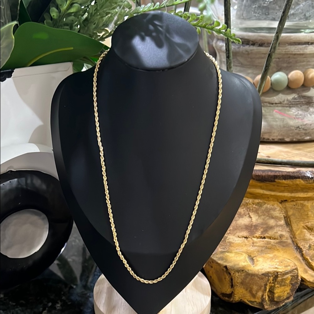 Classic Gold Long Necklace with Delicate Chain 925 J64 - Picture 1 of 3